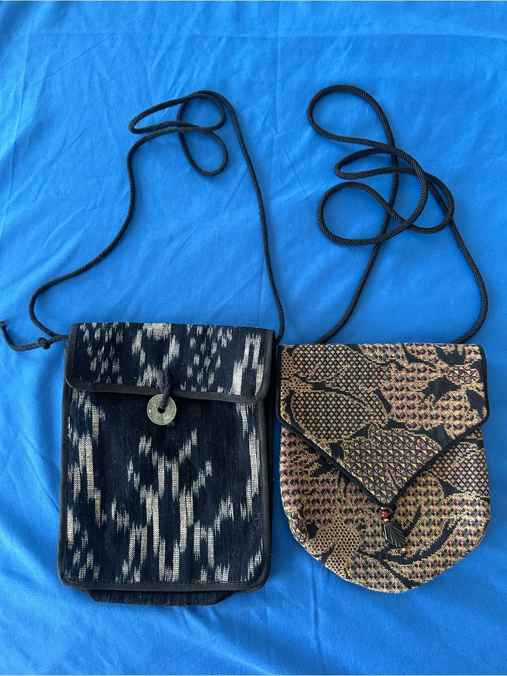 Handwoven Black and Natural Patterned Crossbody Bag